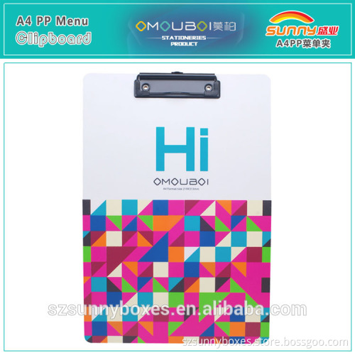 China Manufacturer Cheap A4 PP Drawing Folder With Board Clip
